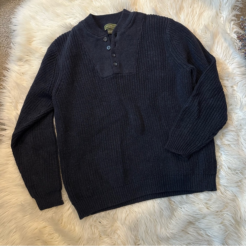 Vintage 90’s Eddie Bauer Fisherman Style Men’s Navy Sweater